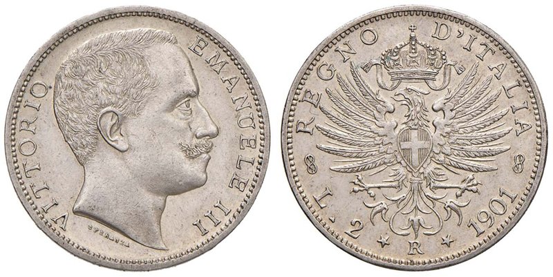 Vittorio Emanuele III (1900-1946) 2 Lire 1901 - Nomisma 1151 AG RR Minimi graffi...