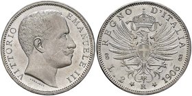 Vittorio Emanuele III (1900-1946) 2 Lire 1906 - Nomisma 1156 AG Graffi sulla guancia
FDC