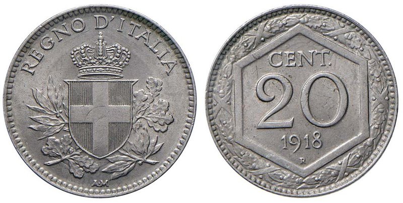Vittorio Emanuele III (1900-1946) 20 Centesimi 1918 R - Nomisma 1290 NI Piccoli ...