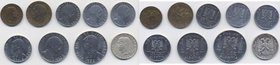 Vittorio Emanuele III (1900-1946) Albania - Lotto di 9 monete circolate
MB-SPL