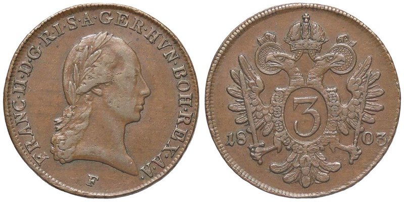 AUSTRIA Franz I (1806-1835) 3 Kreuzer 1803 F - KM 2118 AG 2115.3 CU (g 8,85)
BB...