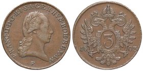AUSTRIA Franz I (1806-1835) 3 Kreuzer 1803 F - KM 2118 AG 2115.3 CU (g 8,85)
BB+