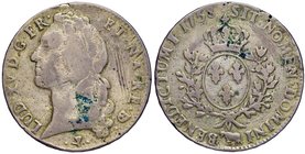 FRANCIA Luigi XV (1715-1774) - Ecu 1758 - KM 518 AG (g 22,28) Falso d’epoca, graffi
MB