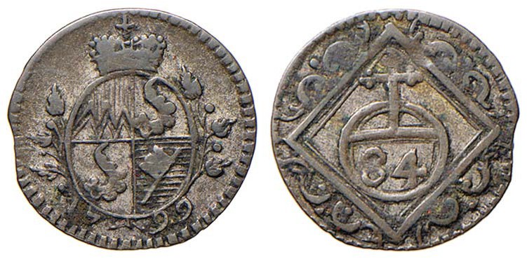 GERMANIA Würzburg - Georg Karl von Fechenbach (1795-1808) 1/84 Taler 1799 - KM 4...