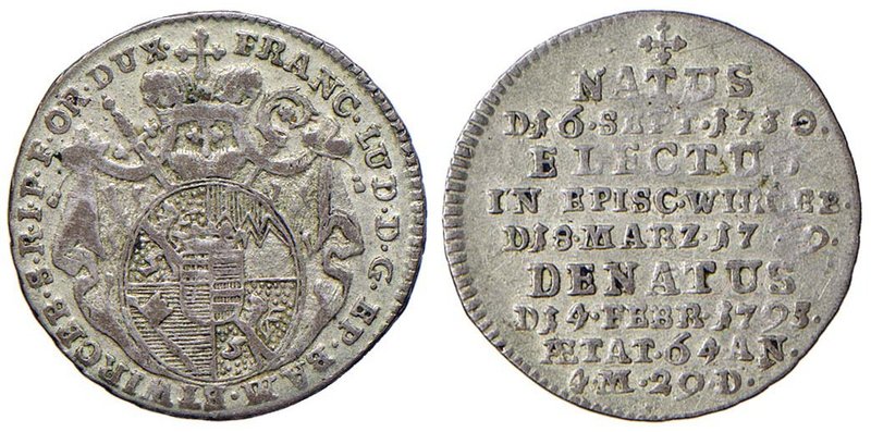 GERMANIA WÜRZBURG - 3 Kreuzer 1795 - KM 446 AG (g 1,77) commemorazione della mor...
