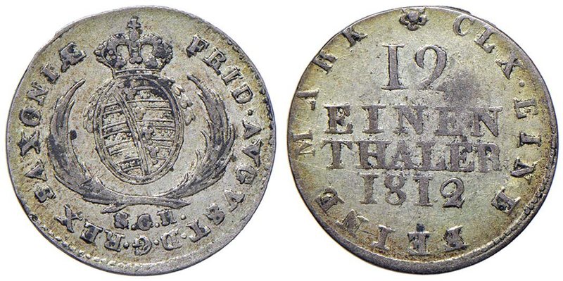 GERMANIA Saxony - Friedrich August I (1806-1827) 1/12 Thaler 1812 SGH - MI (g 3,...