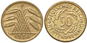 GERMANIA Repubblica di Weimar 50 Rentenpfenning 1924 F - KM 41 AE (g 5,10)
qFDC