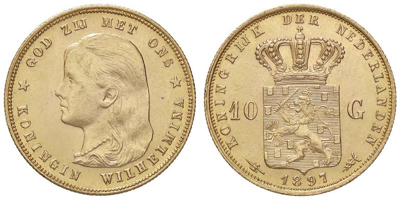 OLANDA Guglielmina (1890-1948) 10 Gulden 1897 - Fr. 347 AU (g 6,70)
FDC