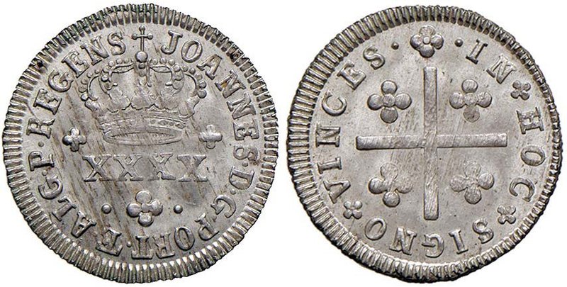 PORTOGALLO João Principe Regente (1799-1816) ½ Tostão - KM 311 AG (g 1,50)
qFDC...