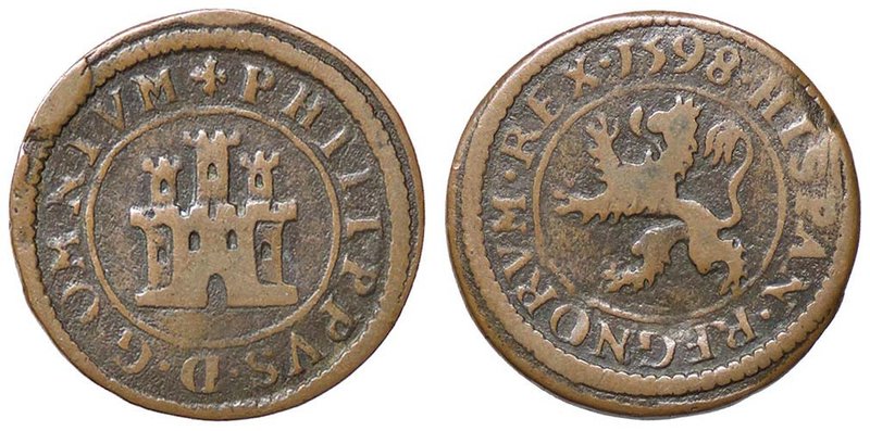 SPAGNA Felipe II (1586-1598) 2 Maravedis 1598 Segovia - De la Fuente C.335 AE (g...