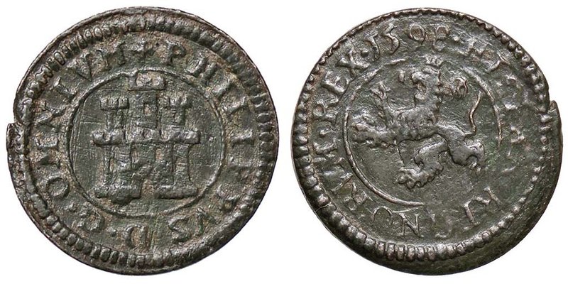 SPAGNA Felipe II (1586-1598) 2 Maravedis 1598 Segovia - De la Fuente C.337 AE (g...