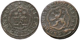SPAGNA Felipe II (1586-1598) 4 Maravedis 1597 Segovia - Cal. 865 AE (g 6,36)
qSPL