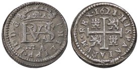 SPAGNA Felipe III (1598-1621) ½ Real 1621(0) Segovia A - Cal. 574 AG (g 1,65)
BB+