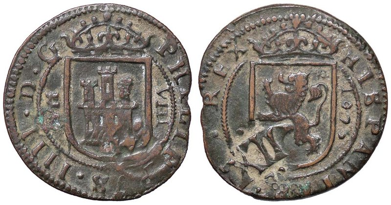 SPAGNA Felipe IV (1621-1665) 8 Maravedis 1625 Segovia (resello) - AE (g 5,31)
B...