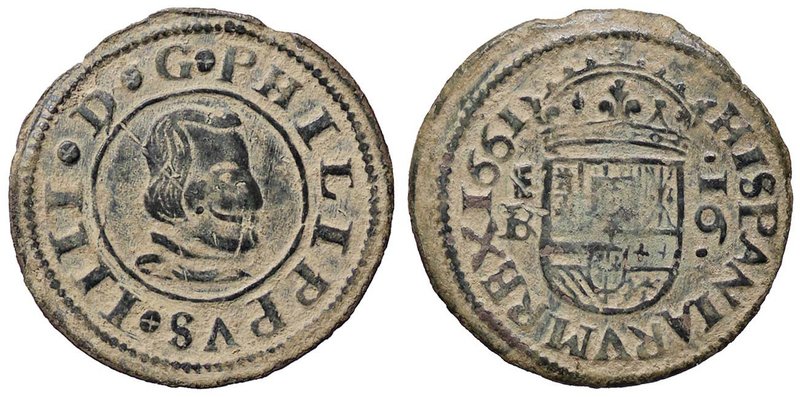 SPAGNA Felipe IV (1621-1665) 16 Maravedis 1661 Segovia BR - Cal. 1508 AE (g 3,29...