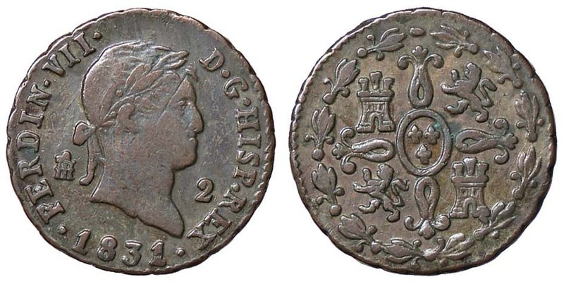 SPAGNA Fernando VII (1815-1833) 2 Maravedis 1831 Segovia - CU g (2,62)
BB