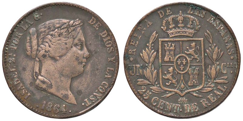SPAGNA Isabella II (1833-1868) 25 Centimos 1864 - Cal. 599 CU (g 9,10)
BB