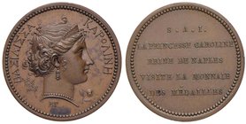 Anno 1808 - In onore di Carolina Murat - Visita alla zecca di Parigi Bronzo - 22,6 mm - 6,77 gr. - R - Opus: Nicolas Gui Antoine Brenet - D’Auria n. 8...