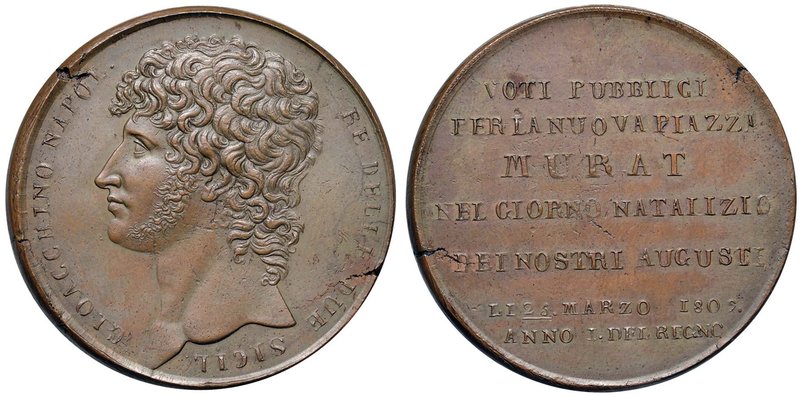 Anno 1809 - Per la nuova piazza Murat di fronte al palazzo reale di Napoli Bronz...