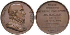 Anno 1820 - Commemorativa Torquato Tasso Bronzo - 41,2 mm - 37,00 gr. - R - Opus: Armand August Caquè - Coniata a Parigi nel 1820 fa parte della serie...