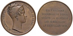 Anno 1825 - Per la visita della principessa Maria Carolina di Borbone, duchessa di Berry, alla zecca di Parigi Bronzo - 42,3 mm - 35,85 gr. - R - Opus...