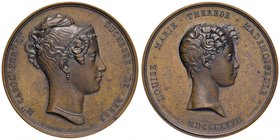 Anno 1827 - La principessa Maria Carolina, Duchessa di Berry, e la figlia Luisa Maria Teresa Bronzo dorato - 51 mm - 58,88 gr. - R3 - Opus: Joseph Eug...