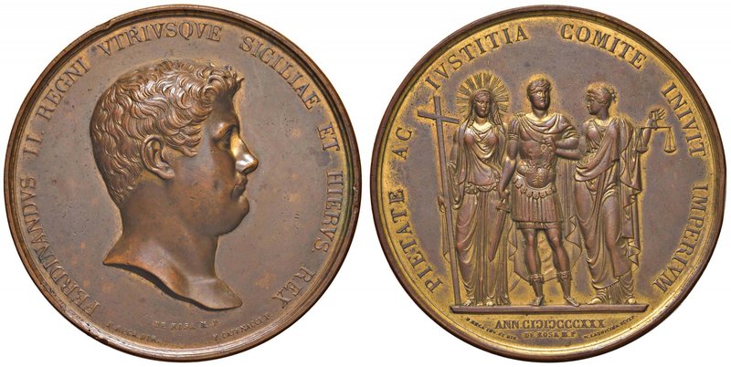 Anno 1830 - Per l’assunzione al trono del re Ferdinando II di Borbone Bronzo dor...