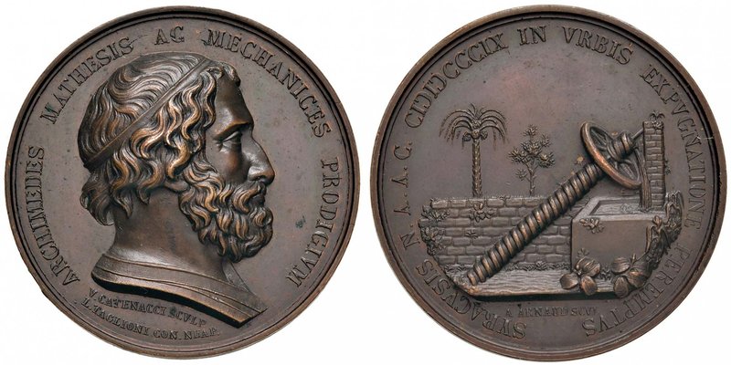 Anno 1830 - Gli uomini illustri del Regno delle Due Sicilie - Archimede Bronzo -...