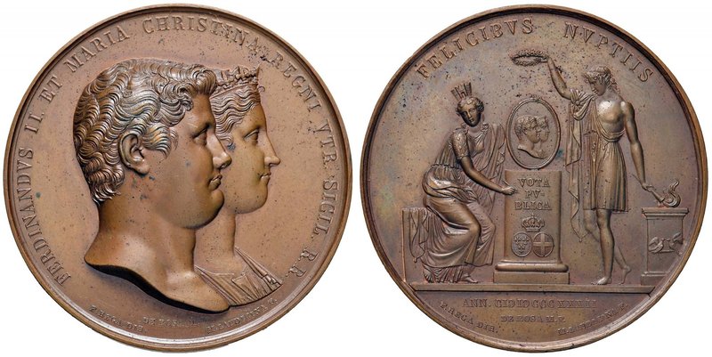 Anno 1832 - Nozze di Ferdinando II con Maria Cristina di Savoia. Bronzo - 63,6 m...