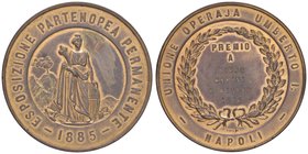 Anno 1885 - Per l’esposizione Partenopea permanente di Napoli - Unione Operaia Umbero I Bronzo dorato - 55,6 mm - 77,18 gr. - R - Opus: Ciro Tipaldi -...