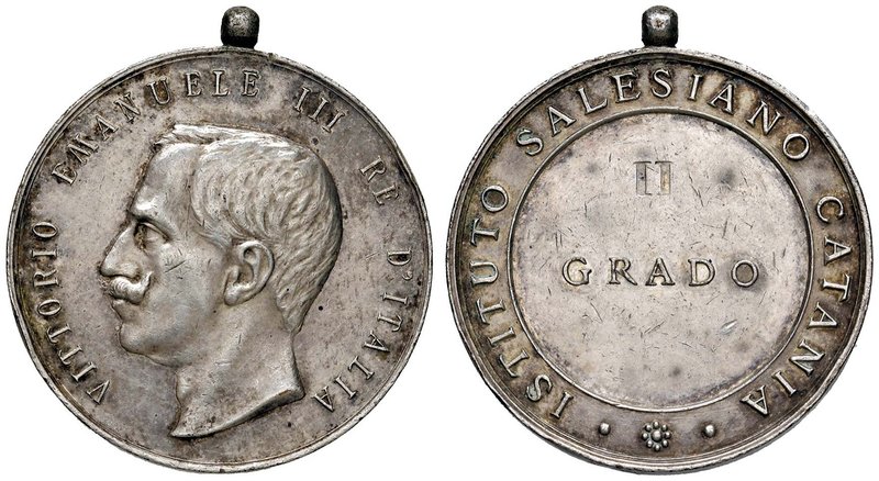 Anno 1906 - Medaglia premio - Vittorio Emanuele III - Istituto Salesiano Catania...