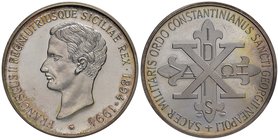 Anno 1994 - Centenario della morte di Francesco II di Borbone Argento - 37,8 mm - 22,83 g - R2 - Coniata a Roma. Al dritto: FRANCISCUS II REGNI UTRIUS...