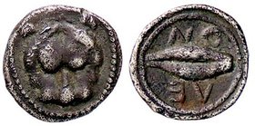 GRECHE - SICILIA - Leontini - Litra - Testa di leone di fronte /R Chicco d'orzo Mont. 4329; S. Ans. 213 (AG g. 0,68)
bel BB