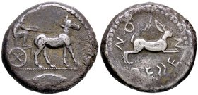 GRECHE - SICILIA - Messana - Tetradracma - Biga trainata da mule a d. condotta da un uomo barbuto che tiene le briglie e un bastone, in esergo foglia ...