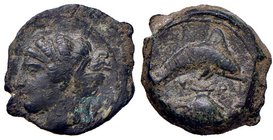 GRECHE - SICILIA - Siracusa (425-IV sec. a.C.) - Emilitra - Testa di Aretusa a s.; dietro, ramo di lauro /R Delfino a d., sotto una conchiglia Mont. 5...