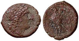 GRECHE - SICILIA - Siracusa - Icetas (287-278 a.C.) - AE 20 - Testa di Zeus a d. /R Aquila stante a s. su fulmine; a s. stella e lettera A Mont. 5227;...