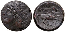 GRECHE - SICILIA - Siracusa - Gerone II (274-216 a.C.) - AE 28 - Testa diademata di Gerone a s. /R Cavaliere con lancia su cavallo a d. Mont. 5273 (AE...