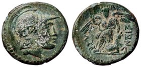 GRECHE - SICILIA - Siracusa - Dominio romano (212 a.C.) - AE 23 - Testa di Atena a d. /R Nike di fronte ad ali aperte; ai suoi piedi un ariete Mont. 5...