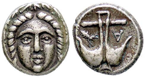 GRECHE - TRACIA - Apollonia Pontica - Diobolo - Testa di Apollo di fronte /R Anc...
