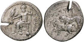GRECHE - CILICIA - Tarso - Mazaios (361-334 a.C.) - Statere - Baaltar seduto a s. /R Leone azzanna un toro Sear 5649 (AG g. 10,66) Tacca
BB
