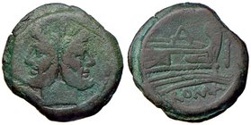 ROMANE REPUBBLICANE - ANONIME - Monete senza simboli (dopo 211 a.C.) - Asse - Testa di Giano /R Prua di nave a d., davanti, I Cr. 197-198B/1a (AE g. 2...