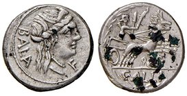 ROMANE REPUBBLICANE - AELIA O ALLIA - C. Allius Bala (92 a.C.) - Denario - Testa diademata di Diana a d. /R Diana su biga di cervi verso d.; sotto, gr...