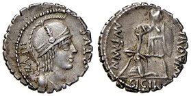 ROMANE REPUBBLICANE - AQUILIA - Mn. Aquillius Mn. f. Mn. n. (71 a.C.) - Denario serrato - Busto elmato del Valore a d. /R Il Console Manius Aquillius ...