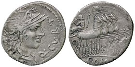 ROMANE REPUBBLICANE - CURTIA - Q. Curtius (116-115 a.C.) - Denario - Testa di Roma a d. /R Giove su quadriga verso d. B. 2; Cr. 285/2 (AG g. 3,77)
BB...