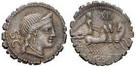 ROMANE REPUBBLICANE - NAEVIA - C. Naevius Balbus (79 a.C.) - Denario serrato - Testa di Venere a d. /R La Vittoria su triga a d. B. 6; Cr. 382/1 (AG g...