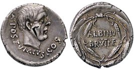 ROMANE REPUBBLICANE - POSTUMIA - D. Postumius Albinus Bruti f. (48 a.C.) - Denario - Busto del console Aulus Postumius Albinus Regillensis a d. /R Scr...