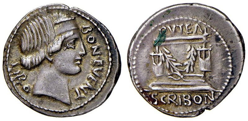 ROMANE REPUBBLICANE - SCRIBONIA - L. Scribonius Libo (62 a.C.) - Denario - Testa...
