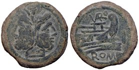 ROMANE REPUBBLICANE - TERENTIA - C. Terentius Varrus (169-158 a.C.) - Asse - Testa di Giano /R Prua di nave a d.; sopra, VARO Cr. 185/1 (AE g. 19,38)...