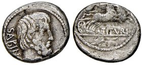 ROMANE REPUBBLICANE - TITURIA - L. Titurius L. f. Sabinus (89 a.C.) - Denario - Testa del Re Sabino Tatius a d. /R La Vittoria su biga a d. B. 6; Cr. ...