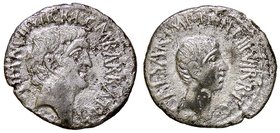 ROMANE IMPERIALI - Marc'Antonio e Ottaviano (37 a.C.) - Denario - Testa di Marc'Antonio a d. /R Testa di Ottaviano a d. B. 51; Cr. 517/2 R (AG g. 3)
...